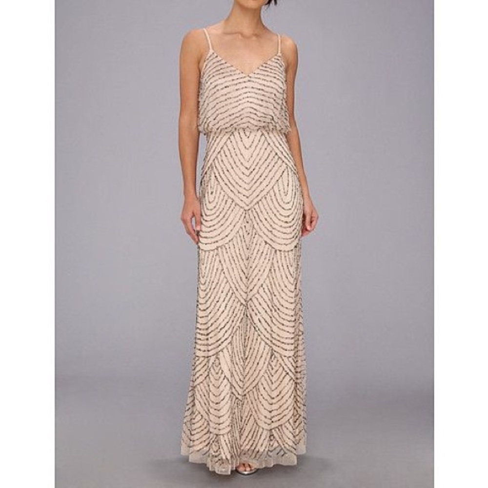 Adrianna Papell Blush/Pink Beaded Dress